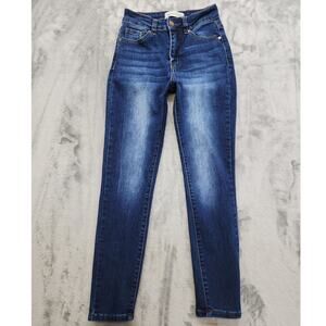 Love Soho Jeans Womens 3 Juniors Blue Mid Rise Skinny Dark Wash Stretch Denim